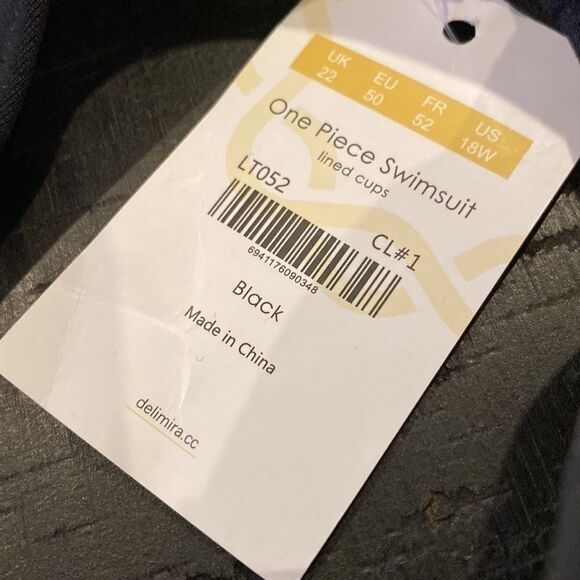 NWT Delimira Black Island Vibes One Piece Swimsuit Bathing Suit‍‍‍‍‍‍‍‍‍﻿﻿﻿﻿﻿﻿﻿﻿ - Picture 6 of 9